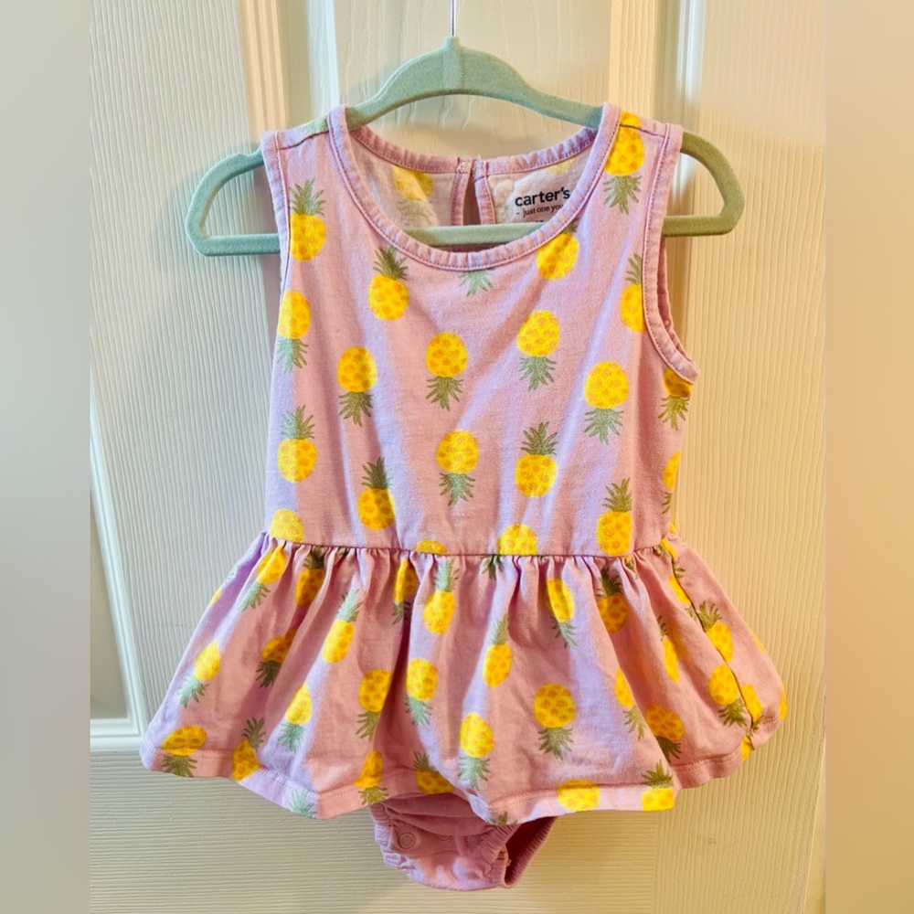 🔥3/$18🔥 Carter's Purple and Yellow Pineapple One Piece. Girls size 18 months.